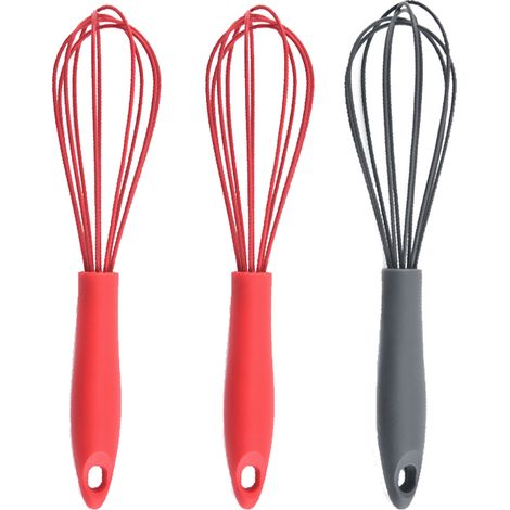 Fouet En Silicone - Acier Inoxydable Résistant À La Chaleur - Pour Cuisine Et Pâtisserie - Lot De 3 (1/5)