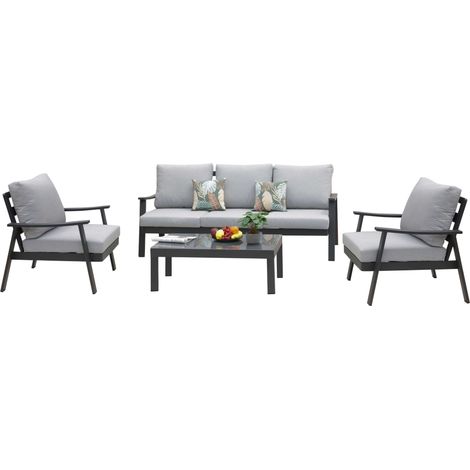 Muebles De Exterior Jardín Terraza Oropesa 4 Piezas Estilo Contemporáneo Color Gris (1/5)