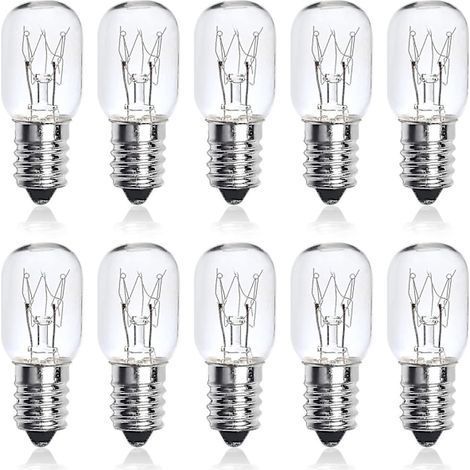 Lot de 10 ampoules à vis Edison E14 de 25 W, ampoules transparentes T22 à intensité variable pour four, ampoules pour lampe de sel de l'Himalaya