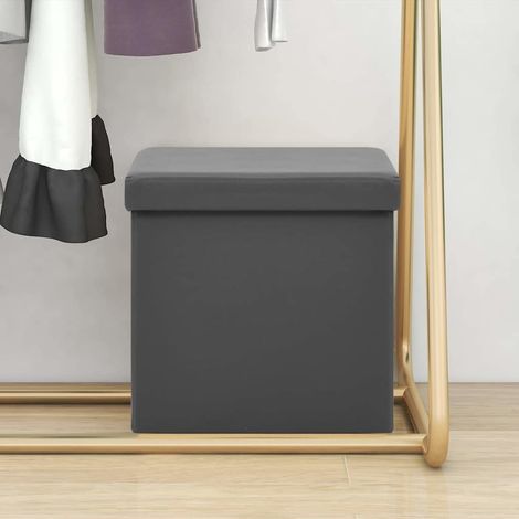 vidaXL Tabouret de rangement pliable Gris PVC (1/5)