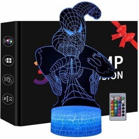 Veilleuse 3D, Jouets Spiderman Pour Garçons, 16 Couleurs Avec Télécommande- (1/5)