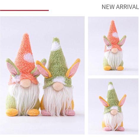 Décorations de Pâques : Poupée lapin nain sans visage, décoration de bureau pour les amis et les enfants (1/4)