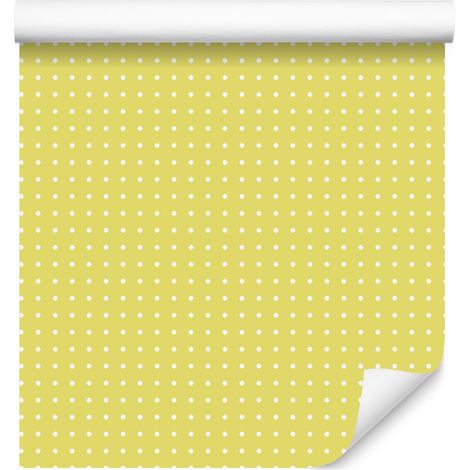 Papier peint à pois crème et jaunes, fond crème pour salon et chambre 50x1000 cm (1/5)