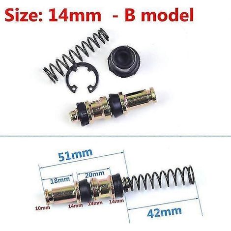 Kit de réparation de piston de maître-cylindre et de pompe de frein/embrayage de moto (11 mm, 12,7 mm, 14 mm, 16 mm) - Accessoires de réparation inclus (1 jeu - 14 mm - B)
