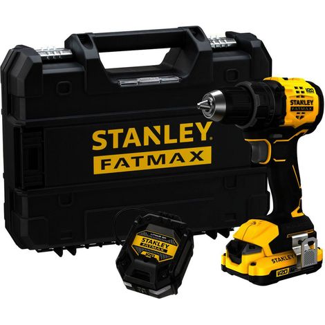 STANLEY CORDLESS DRILL/DRIVER (SFMCD714D1T-QW), 18 VOLTS (BLACK/YELLOW, LI-ION BATTERY 2.0 AH, PRO-STACK CASE) (1/5)