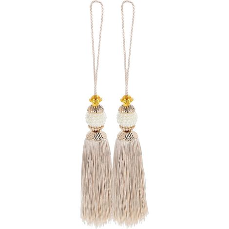 2 Pièces Pompons de Rideaux Beige en Polyester (1/5)