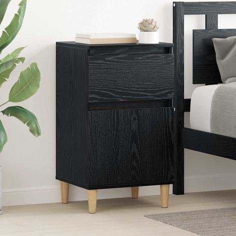 Nachttisch 2 pcs Schwarz Eichen-Optik 40 x 35 x 70 cm