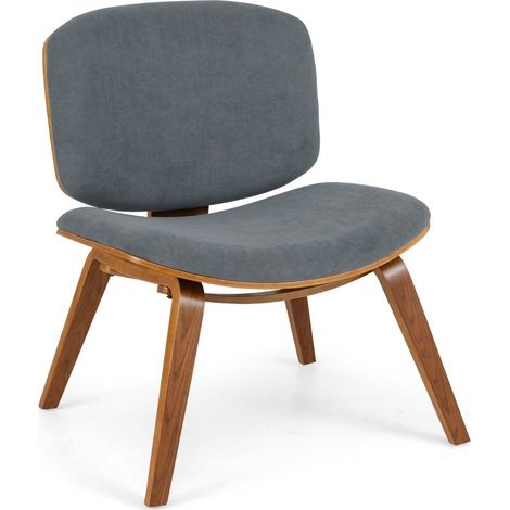 Silla decorativa gris oscuro con respaldo curvo y asiento acolchado