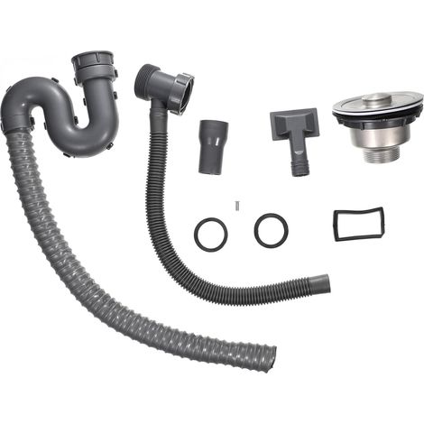 Kit de Vidange d'Évier Simple Extensible Tuyau de Drainage Flexible en Acier Inoxydable Accessoires de Trop-Plein Résistant à la Corrosion Hautes Températures pour Salle de Bain et Lavabo (1/5)
