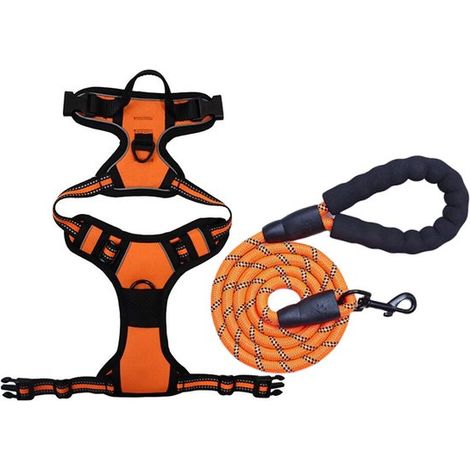 Pettorina per cani, regolabile, riflettente, antistrappo, facile da indossare, con coulisse, altamente traspirante, taglia media (1/5)