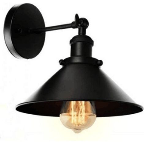 Vintage-Industrie-Wandleuchte, Lampenschirm, doppelte schwarze Wandleuchte, Retro-Wandleuchte, Metall, E27, perfekt für Küche, Restaurant, Loft, Kaffeebar (Glühbirne nicht im Lieferumfang enthalten), (1/5)