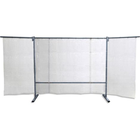 Biombo de 3 piezas con cortina para protección contra radiciones, proyecciones de soldadura y salpicaduras KEMPER                 S0 transparente