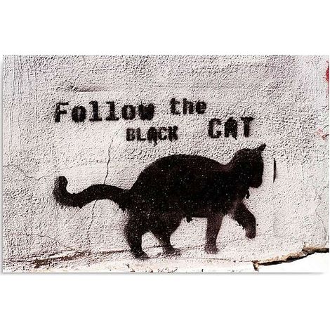Tableau chat noir - 50 x 40 cm (1/4)
