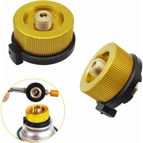 Lot de 2 adaptateurs de bouteille de gaz – Métal léger et résistant – Pour réchaud de camping et brûleurs – Fonction d'arrêt automatique (1/5)