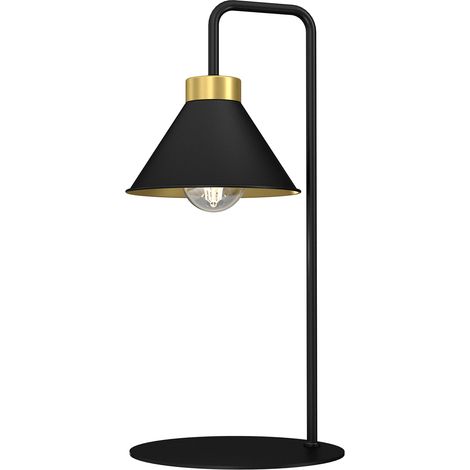 Lampe de table métal noir/or cône Demet E27 15W Luminex