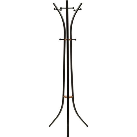 Appendiabiti da terra X in metallo nero e legno di quercia (1/5)