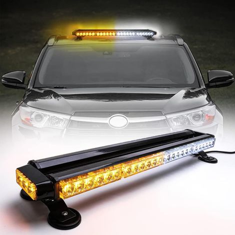 Barre Gyrophare LED Orange Blanc 67cm 12/24V, 54 LED, 7 Modes (1/5)