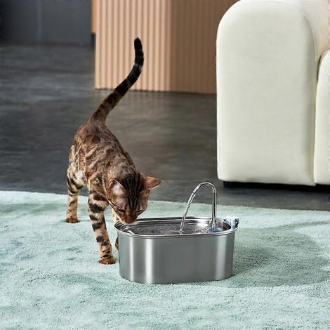 Fontaine à eau silencieuse pour chats en acier inoxydable, bol de 3 L (108 oz) - Royaume-Uni (1/4)