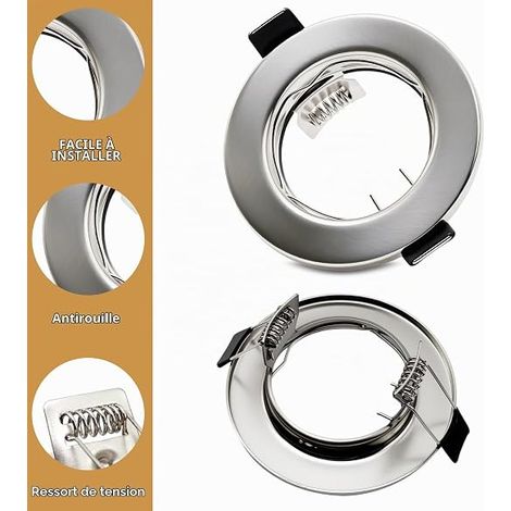 Support Spot Encastrable GU10 Métal Brossé Sans Ampoule (1/4)