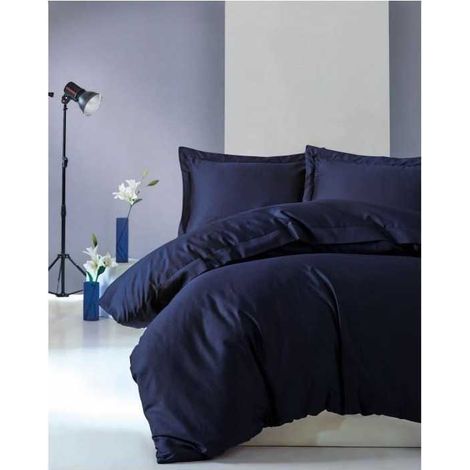Menzzo Lovina Bettwäsche Set dunkelblau 240x220cm (1/3)