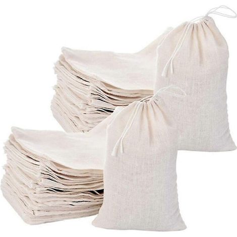 Lot de 50 sachets en mousseline de coton pour thé, bijoux, mariage et fête (10 x 15 cm) (1/5)