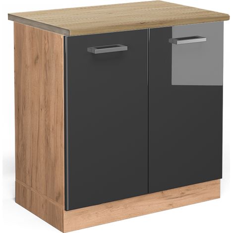 Mobile lavello cucina R-Line, Antracite lucido, 80 cm , PL Rovere, Vicco (1/4)