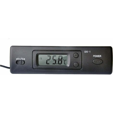 Thermometer Mini Autothermometer Elektronisches Thermometer mit Zeitfunktionsanzeige mit Sonde DS-1, Schwarz - Schwarz (1/4)