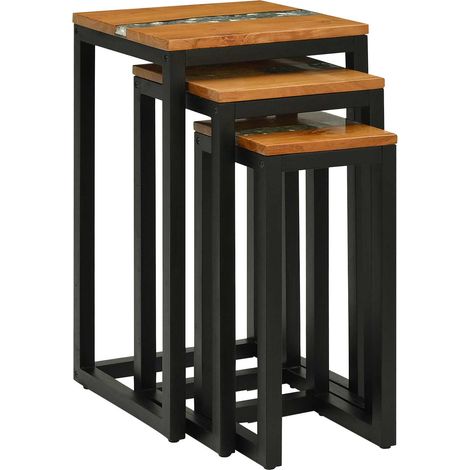 Mesa Nido 3 pcs Marrón Madera de teca maciza vidaXL