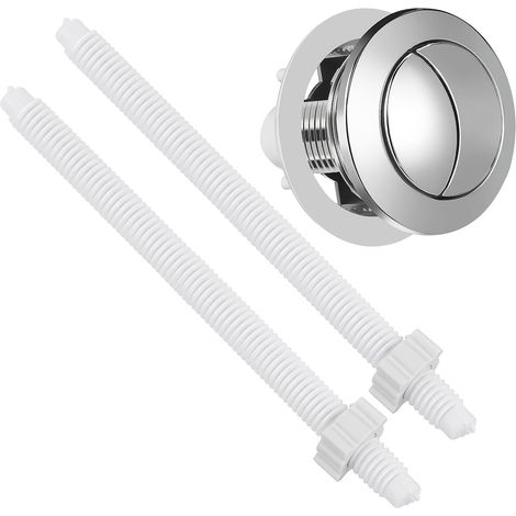 Bouton Chasse D'eau Wc Rond en Plastique Argenté (1/5)