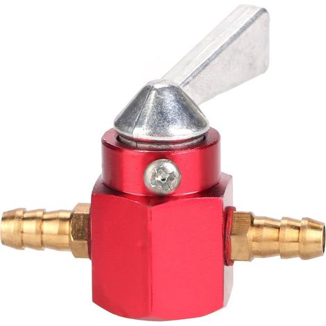 Robinet d'essence en ligne en aluminium CNC de 6 mm, interrupteur pour quad Pit Pro Dirt Bike ATV (rouge) (1/5)