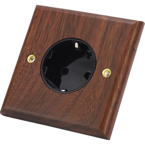 Wandsteckdose aus schwarzem Walnussholz, EU-Standard, Retro-Stil, zweipoliger Wechselschalter, 16 A, 250 V, Holzfront (1/5)