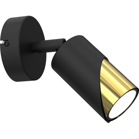Spot plafond/mural orientable noir-or GU10 Luminex