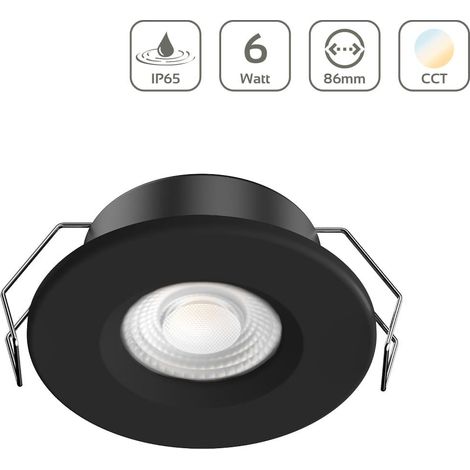 LED Einbaustrahler IP65 CCT 6W Ausschnitt Ø68mm 40° dimmbar - Abdeckring: schwarz (1/5)