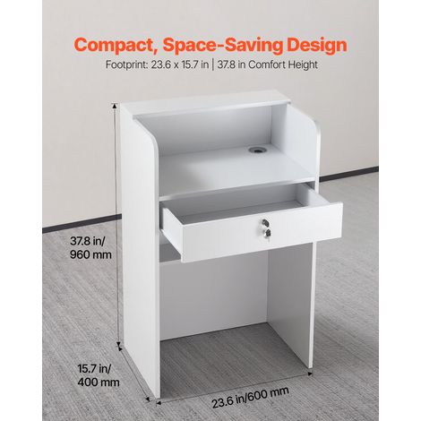 Comptoir de Réception 60 cm Bureau d'Accueil Rectangulaire avec (1/5)