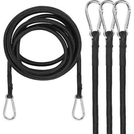 Lot de 4 Tendeurs Réglables en Métal Tendeur à Bagages Extra Solide pour Voiture, Vélo, Camping, Voyages -100 cm - Noir (1/4)