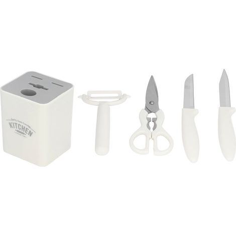 Ensemble de 5 couteaux de cuisine en acier inoxydable, couteau à fruits avec base de rangement, ustensiles pour barbecue, terrasse et pique-nique. (1/5)