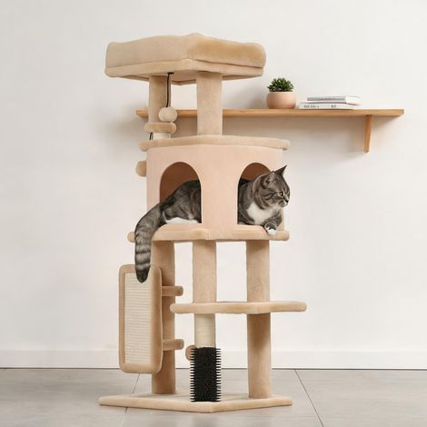 Arbre à chat beige en panneau de particules 44 x 34 x 104 cm (1/5)