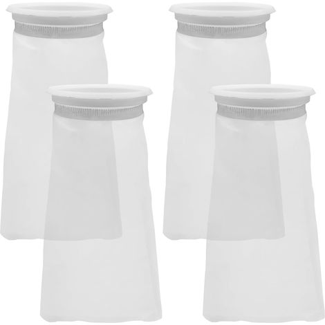 Lot de 4 sacs filtrants pour aquarium de 10,2 cm, chaussettes filtrantes en maille de nylon, filtration en feutre de 100 microns, anneau de 10,2 cm par 25,4 cm de long (1/5)