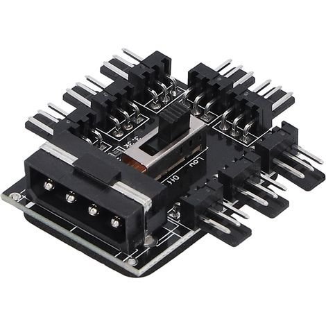 Contrôleur de Vitesse Ventilateur PC 8 Ports avec Câble Extension 3 Broches et Connecteur Grand 4 Broches (1/5)