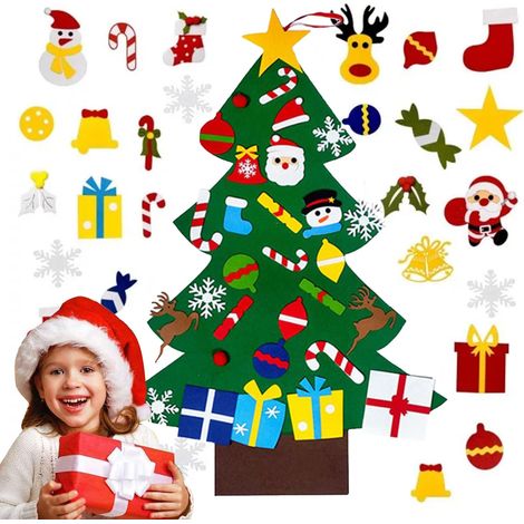 Sapin de Noël en feutrine à faire soi-même avec décorations amovibles (1/5)