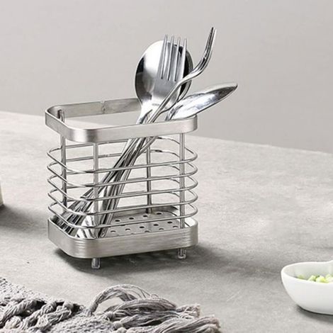 Égouttoir À Couverts - Acier Inoxydable 304 - Pour Évier Cuisine Et Établi - 105 X 100 X 75 Mm - Noir Ou Argenté - 1 Pièce (1/5)