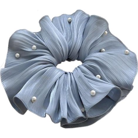 Chouchous élastiques pour cheveux, chouchou pour femmes, couleur unie avec perles (1/5)