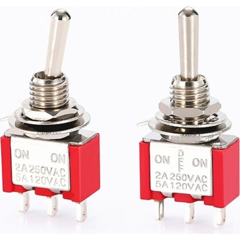 SHINING HOUSE Lot de 5 mini interrupteurs momentanés à bascule (ON)-Off-(ON) , 3 broches, 6 A 250 V
