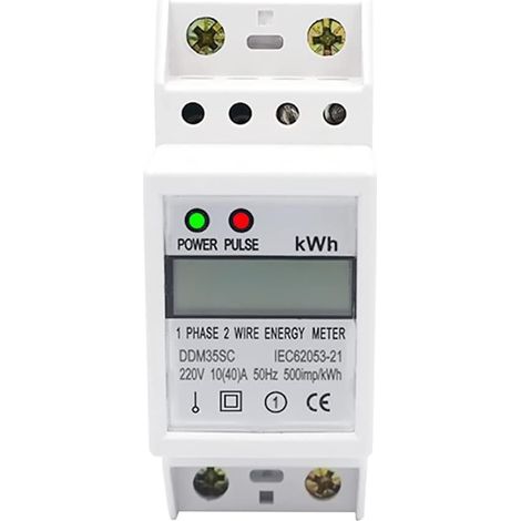 Single-Phase Electricity DIN Rail Energy Meter Electricity Consumption Measurement LCD Display Electronic Energy Consumption Monitor 10-40A AC220V