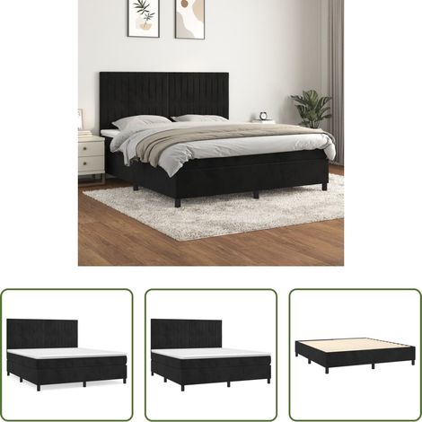 vidaXL Matelas à ressorts ensachés -  Sommier à lattes de lit et matelas Noir 160x200 cm Velours (1/5)