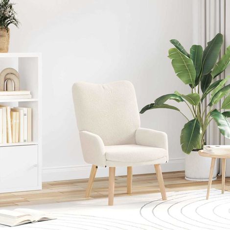 vidaXL poltrona Crema 63 x 67 x 94 cm Tessuto di Pecora e Plywood (1/5)