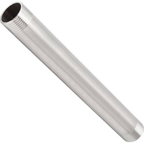 Raccord de tuyauterie fileté extérieur en acier inoxydable de 20 cm de long, accessoire de tuyauterie fileté de diamètre égal, rallonge filetée extérieure à 6 points de 20 cm (1/5)