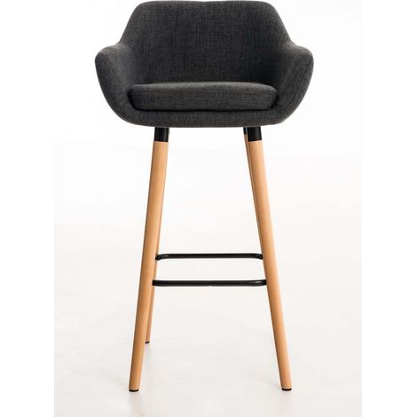 CLP – Lot de 2 tabourets de bar Grant en tissu – Hauteur d'assise 75 cm – Repose-pieds en bois de hêtre – Confort optimal pour cuisine et salle à manger