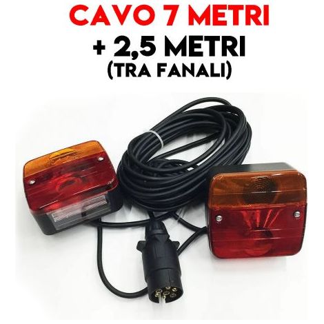 KIT FANALI POSTERIORE PER RIMORCHIO CARRELLI ROULOTTE TRATTORE 7 + 2,5 MT 24482 (1/5)