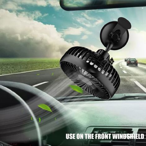 Ventilateur voiture 12V 24V universel 5.5 pouces ventouse simple tête, fort débit trois vitesses USB (1/5)